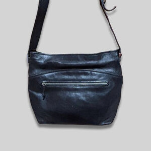 Cole Haan Leather Messenger Crossbody Bag Leather Purse Adjustable Strap Black